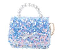 Veemoon Elegant Black Sequin Bowknot Chain Bag for Women with Small Size and Big Capacity, Polyester Pearl Clutch Handbag Suitable for Evening and Party Use