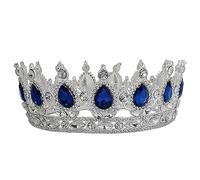 Veemoon Elegant Bride Crown Headdress and Blue Wedding Dress Accessories for Women Unique Bridal Hair Ornament for Special Parties and Prom