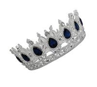 Veemoon Elegant Bride Crown Wedding Headdress with Silver and Lake Blue Crystals Unique Hair Ornament for Women Wedding Dress Accessories for Special Occasions and Parties