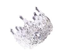 Veemoon Elegant Crystal Crown Cake Topper for Birthday Cake Decor with Baroque Style, Delicate Silver Design, for Dance Party and Festival Occasions