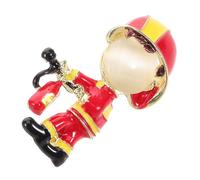Veemoon Elegant Firefighter Badge Brooch Pin for Women, Red Alloy Decorative Push Pin with Unique Design and Fine Craftsmanship, Portable Versatile Sweater Accessory for Travel and Parties