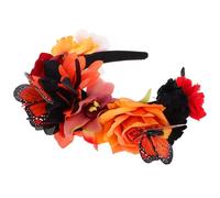 Veemoon Elegant Floral Headband Butterfly Headwear Stylish Simulation Flower Crown Hair Accessory for Women Garden Party Costume