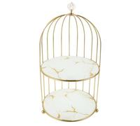 Veemoon Elegant Metal Cake Stand Birdcage Dessert Display for Weddings Birthday Parties and Showers Portable Easy Assembly Marble Vanity Tray Style Centerpiece