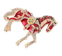 Veemoon Elegant Rhinestone Enamel Horse Brooch Pin with Black Enamel and Running Horse Design, Suitable for Social Gatherings and Chinese New Year, Gift to Elevate Formal Attire