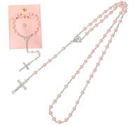 Veemoon Elegant Rosary Necklace with Cross Pendant Lightweight Catholic Prayer Beads for Women Includes Soft Storage Bag Fashionable Accessory for Daily Wear and Meditation