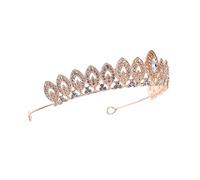 Veemoon Elegant Rose Gold Bridal Tiara Hairband with Rhinestone Crown Decor for Wedding Photo Prop and Party Accessory Stylish and Shining Headpiece for Bride