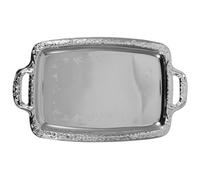 Veemoon Elegant Silver Mirror Tray Rectangle Polished Coffee Table Tray with Chrome Edging Handles for Ottoman Coffee Table Perfume Living Room Dining Room Whiskey Decanter