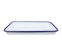 Veemoon Enamel White Rectangular Serving Tray 18X26Cm Sturdy Porcelain Platter for Kitchen Dining and Tea Room Use