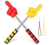 Veemoon Extendable Teacher Hand Stick 2pcs Red Yellow with Soft Grip for Classroom Teaching and Math, Safety Personal Mini Hand Pointers for