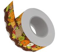 Veemoon Fall Bulletin Board Border Trim Sticker for Classroom and Office, Printed with Autumn Element Patterns, Coated Paper Material, Wavy Shape, Easy to Use Decorative Fall Theme Design