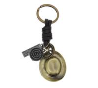 Veemoon Fashionable Bronze Cowboy Hat Keychain Keyring Chains for Car Keys Vintage Keychain Leather Holder