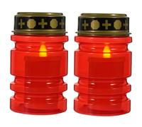 Veemoon Flameless LED Candle Lights Warm Glow Portable and 2pcs Battery Powered Christmas Plastic Decorative Candle Lamps Grave Lamp Alternative for Parties