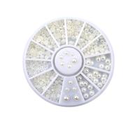 Veemoon Flat Back Nail Pearls Half Round Pearl Cabochons 200 Pieces Mixed 2mm and 3mm Sizes Beige Nail Decoration for Manicure Art and Diy Crafts