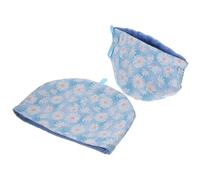 Veemoon Floral Printed Cotton Tea Cozy Set with Insulated Rectangular Cover 35x25cm Round Drawstring Kettle Sleeve 15x19cm with Wooden Base, Reusable Anti-Scald Teapot Warmer Cover