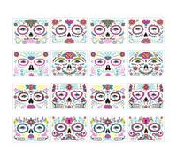 Veemoon Fluorescent Temporary Face Tattoos Stickers with Luminous Design 16 Sheets Halloween and Realistic Special Effects, Adhesive and Friendly to Skin, for Day the Dead and Role