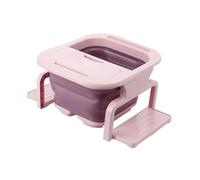 Veemoon Foldable Foot Soak Basin Tub Massage Roller Large Household Foot Bath Bucket for Relaxation and Detox at Home Pink Full Set Random Color