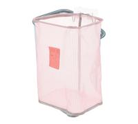 Veemoon Foldable Wall-mounted Laundry Basket with Hook Pink Mesh Clothes Storage Organizer for Bathroom Multifunctional Dirty Clothes Hamper and Extra Storage Basket for Daily Necessities