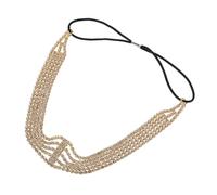 Veemoon Forehead Chain Head Chain Multi-layer Rhinestone Hair Jewellery Lightweight Comfortable Headdress for Bride Women Girls Wedding Golden Hair Accessory