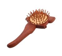Veemoon Fox Shaped Wooden Hair Brush Handmade Detangling Comb with Cushion for Gentle Scalp Massage Ergonomic Grip for Men Women and Charming Cartoon Design