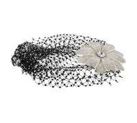 Veemoon French Retro Vintage Flower Hair Accessories Rhinestone Net Cap Elegance Mesh Hat for Weddings Parties Formal Events