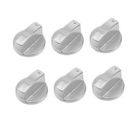 Veemoon Gas Stove Knobs round Knobs 6pcs Zinc Alloy Silver Universal Fit Replacement Brushed Metal Suitable for Gas Stove Control