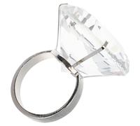 Veemoon Giant Diamond Ring Prop for Women - Large Plastic Rhinestone Costume Jewelry - for Weddings Engagements and Fun Photo Shoots