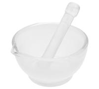 Veemoon Glass Apothecary Mortar and Pestle Set with Non-slip Base Heat-resistant Grinding Bowl for Herbs Spices Medicines Stable and Clean Laboratory and Pharmacy Tool