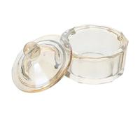 Veemoon Glass Dappen Dish Cup for Nail Art Liquid Monomer Pen Washing Nail Art Tools with Lid Amber Twelve-facet Glass Soaking Bowl for Manicure and Salon Use