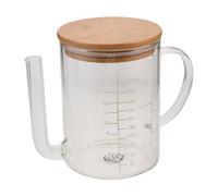 Veemoon Glass Fat Separator - Oil Grease Separator Jug with Pour Spout and Precision Scale - 500ml Measuring Cup Kitchen Tool for BBQ Frying Oil Sauce Storage