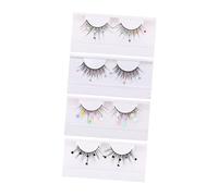 Veemoon Glitter False Eyelashes Set 4 Pairs Long Sequins Lashes Heart and Flower Designs for Cosplay and Parties