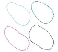 Veemoon Glowing Beaded Anklet 4pcs Set Rice Bead Ankle Bracelets for Beach Foot Chain Decorative Glow in The Dark Bohemian Style