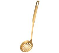 Veemoon Gold Stainless Steel Skimmer Spoon Thickened Soup Ladle with Long Handle for Efficient Straining Large Capacity Colander for Frying and Cooking Kitchen Cooking Strainer