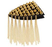 Veemoon Gold Tassel Chain Shoulder Epaulette with Rivet Detail Vintage Punk Style Costume Accessory for Jackets and Uniforms Eye-catching Single Epaulet Jewelry for Women