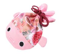 Veemoon Goldfish Drawstring Pouch Japanese Style Candy Bag Large Pink Cloth Purse for Wedding Party Gift Storage with Vivid Pattern and Practical Use