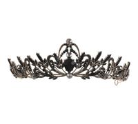 Veemoon Gothic Headpiece Crystal Wedding Crowns Handmade Sturdy Comfortable Black Baroque Luxury Tiara Crown for Women Brides Elegant Event