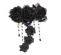 Veemoon Gothic Rose Hair Accessories Black Rose Hair Accessories Fabric