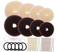 Veemoon Hair Bun Maker Donut Bun Maker Sweet Ring U Pins Pink Hair Pins Making Kit Accessories for Women Hairstyle Tools