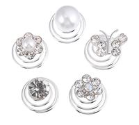 Veemoon Hair Pins Barrettes Hair Clips 60pcs Spiral Wedding Accessories for Brides Women Pearls Rhinestones Butterflies Bridal Headpieces Spirals Assorted Designs