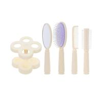 Veemoon Hair Styling Comb Set Versatile Hairdressing Tools for Women 4pcs with Handheld Mirror and Holder Made of Sturdy Pp Material for Home and On-the-go Styling