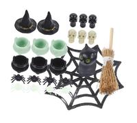 Veemoon Halloween Dollhouse Decor Set - 1 Set of Miniature Ornaments - Desktop Accessories & Figurines Perfect for Spooky Home Decoration & Halloween Plastic Top Hat & Spider