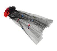 Veemoon Halloween Ghost Bride Floral Veil Headband with Mesh Flower Crown, Halloween Party Hair Accessories for Costume and Day of the Dead Veil