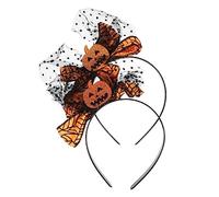 Veemoon Halloween Headbands Pumpkin Hairband Mesh Bowknot Headbands 2 Pieces Lightweight Decorative Hair Accessories for Girls Halloween Party Cosplay Haunted House