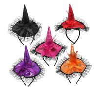 Veemoon Halloween Headbands with Hats - 5 Pack Hair Accessories for Costumes - Parties and Dress Up Fun Perfect for Trick or Treating and Halloween Celebrations