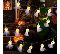 Veemoon Halloween LED Ghost String Lights 1.5M Indoor Halloween Party Decoration String Light for Bar Ktv Seasonal Hanging Lamp Without Battery