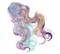 Veemoon Halloween Long Wavy Curly Wig Rainbow Gradient Hair for Festival Party Cosplay Role Play with Breathable Net