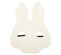 Veemoon Halloween Season Bunny Mask for Adults Paintable Pu Masquerade | White Rabbit Style, Lightweight Portable Fit, Carnival Festivals and Japanese Animal Roleplay, Compact Design
