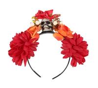 Veemoon Halloween Skull Headband Realistic Flowers Headpiece for Women Day Dead Party Decor Skeleton Flower Hair Accessory