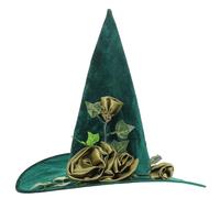 Veemoon Halloween Wizard Hat Flower Witch Hat for Women Men Cosplay Masquerade Costume Accessory Props Green