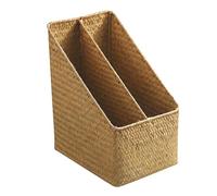 Veemoon Hand-woven Document Organizer Magazine File Holder Binder Organizer 11.79x9.43x7.07in Straw Woven Simple Style Thickened Design for Office and Libraries