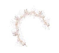 Veemoon Hand-woven Pearl Flower Bridal Headband with Elegant Wedding Hairband for Brides and Bridesmaids Comfortable Fit Hair Accessory for Special Occasions